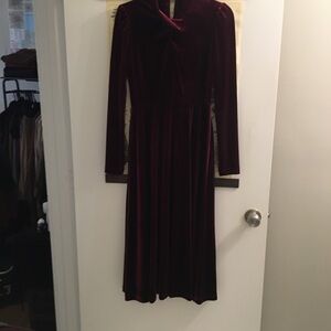 Maison Tara long sleeve burgundy velvet dress 6
